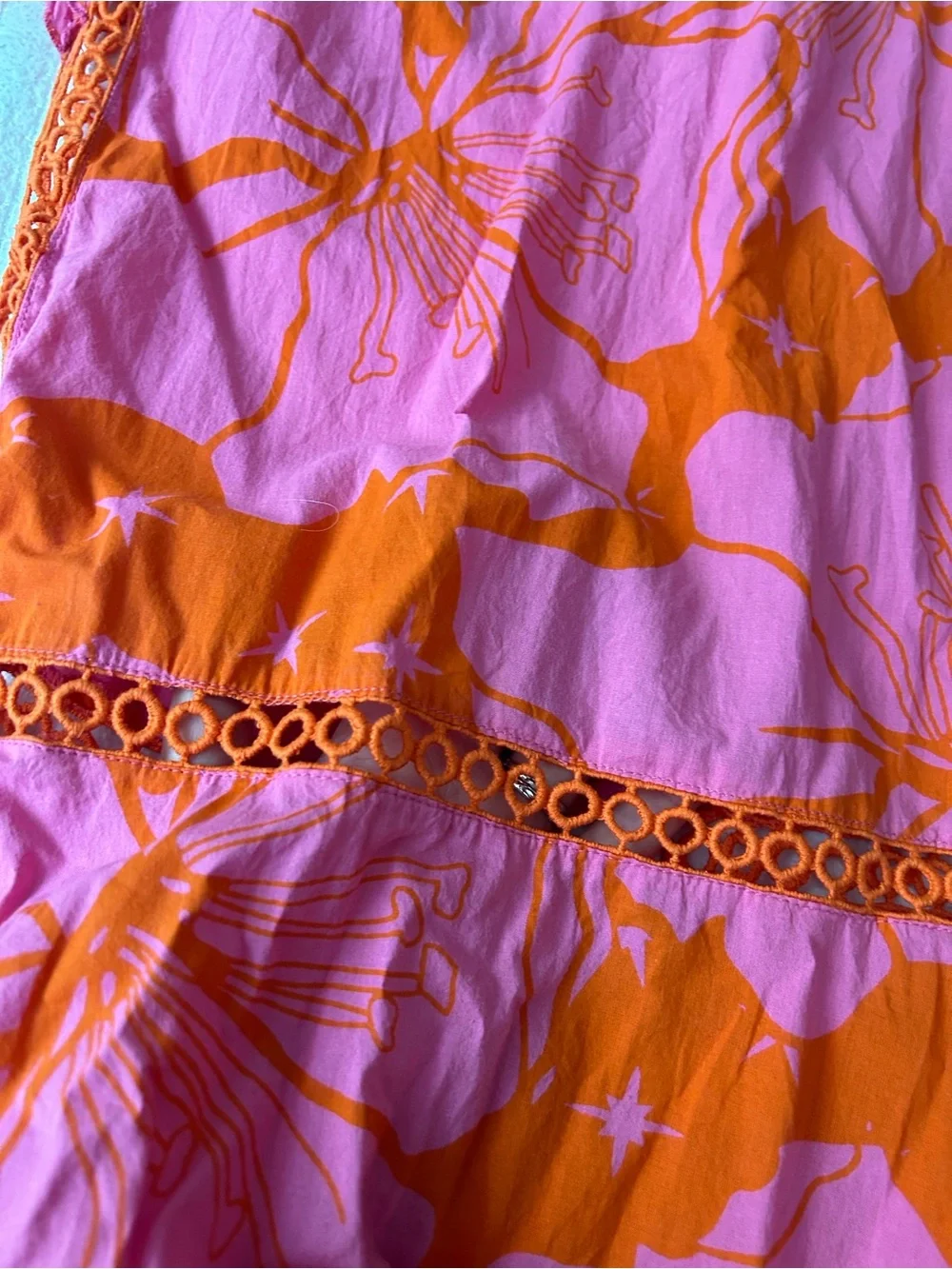 Pink & Orange Floral Tiered Summer Dress Cover Up - Picture 4 of 7